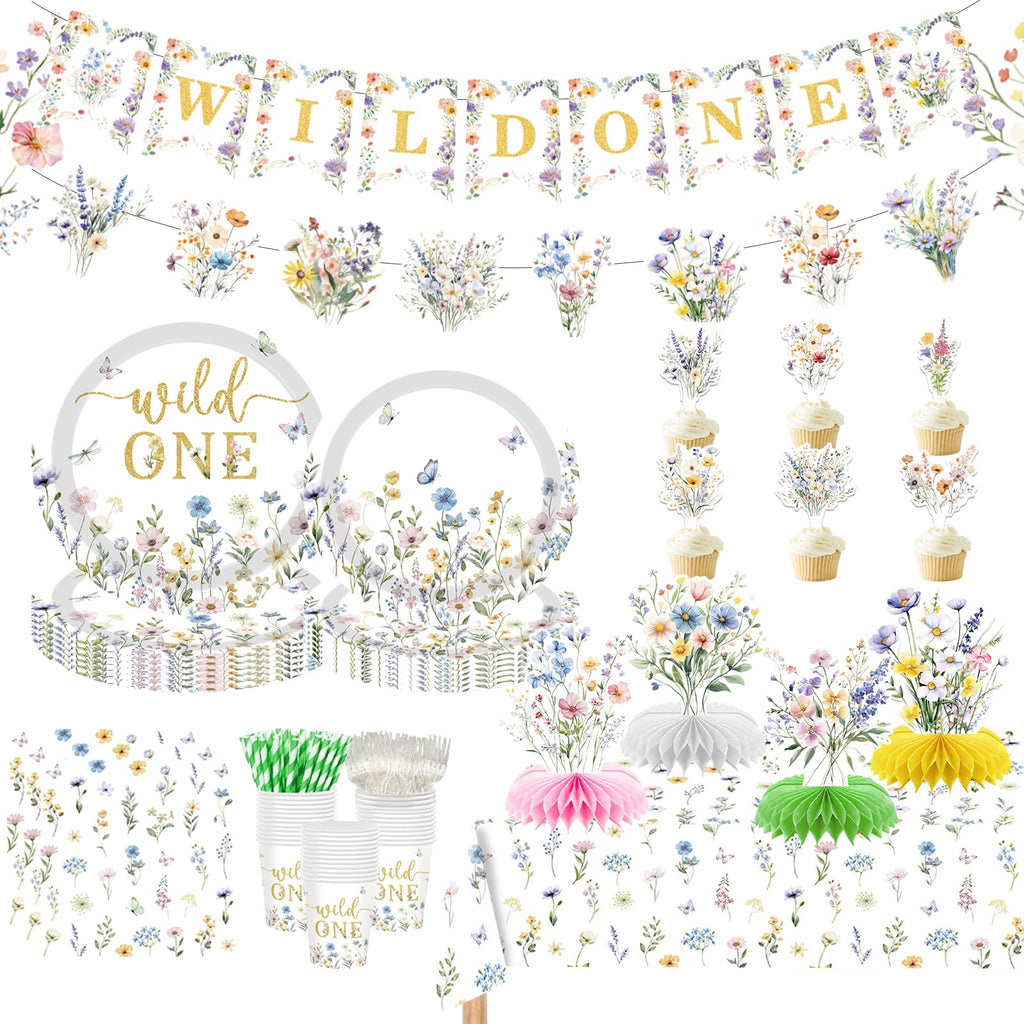 JOYHAPISTAR Wildflower Birthday Party Decorations Set for Girl, Serve 20 Floral