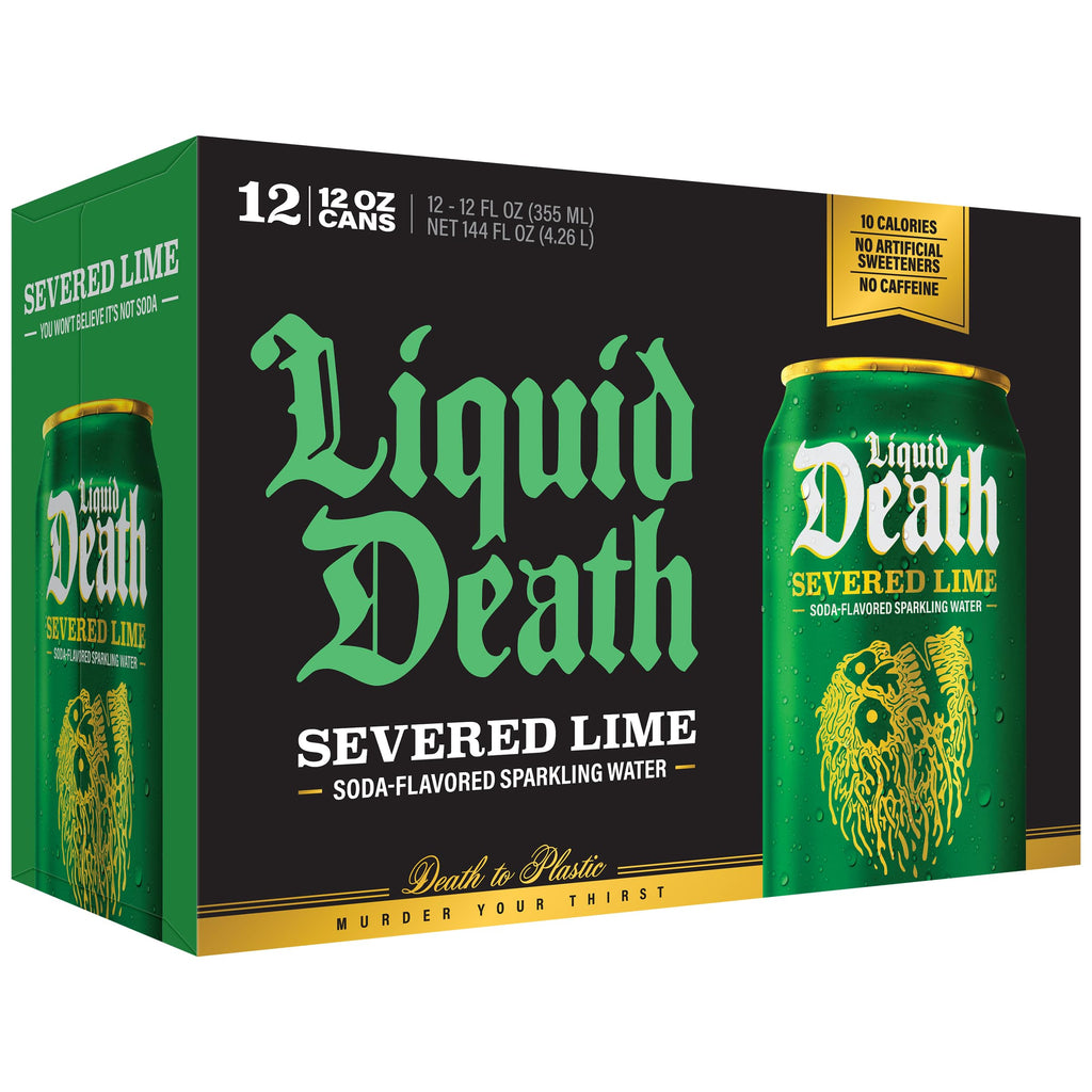 BestBy05/27 Liquid Death Severed Lime Soda-Flavored Sparkling Water 12oz 12-Pack