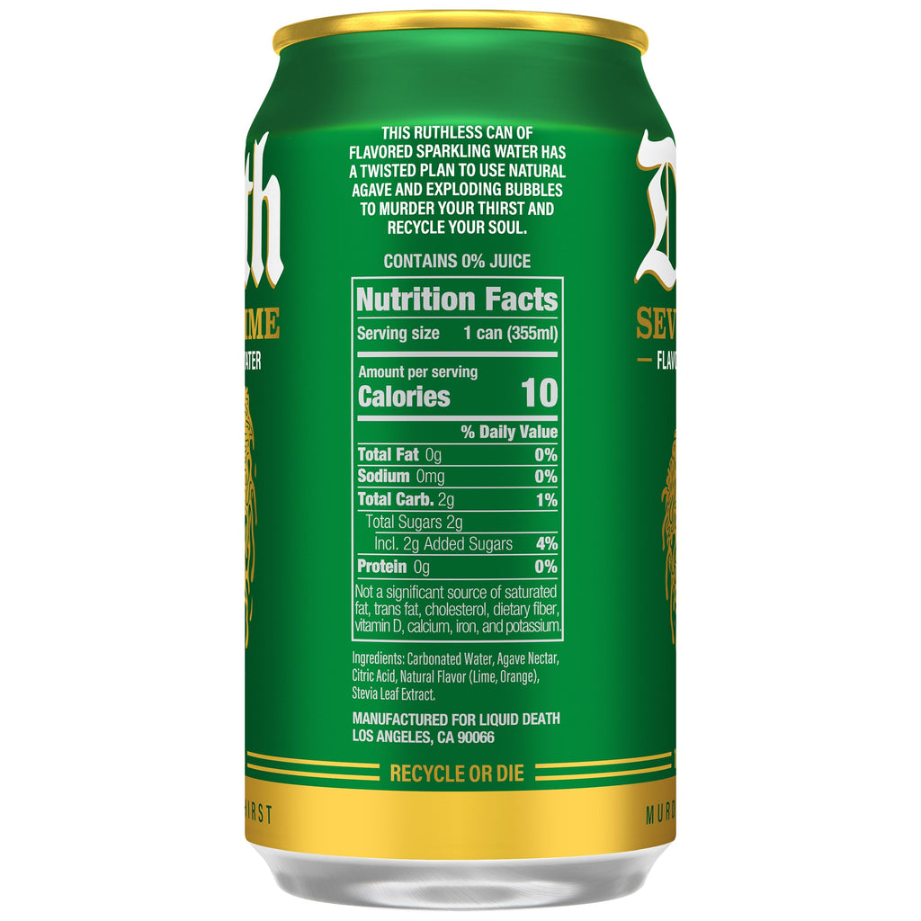BestBy05/27 Liquid Death Severed Lime Soda-Flavored Sparkling Water 12oz 12-Pack