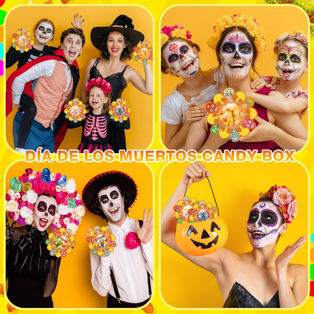 Yexiya 24 Día de los Muertos Candy Boxes Skull Marigold Party Favor Decor