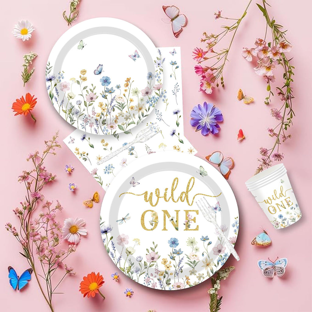 JOYHAPISTAR Wildflower Birthday Party Decorations Set for Girl, Serve 20 Floral