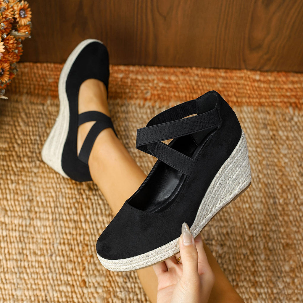Lotgnimry Womens Espadrilles Sandals Closed Toe Wedge G-black/Suede US 6