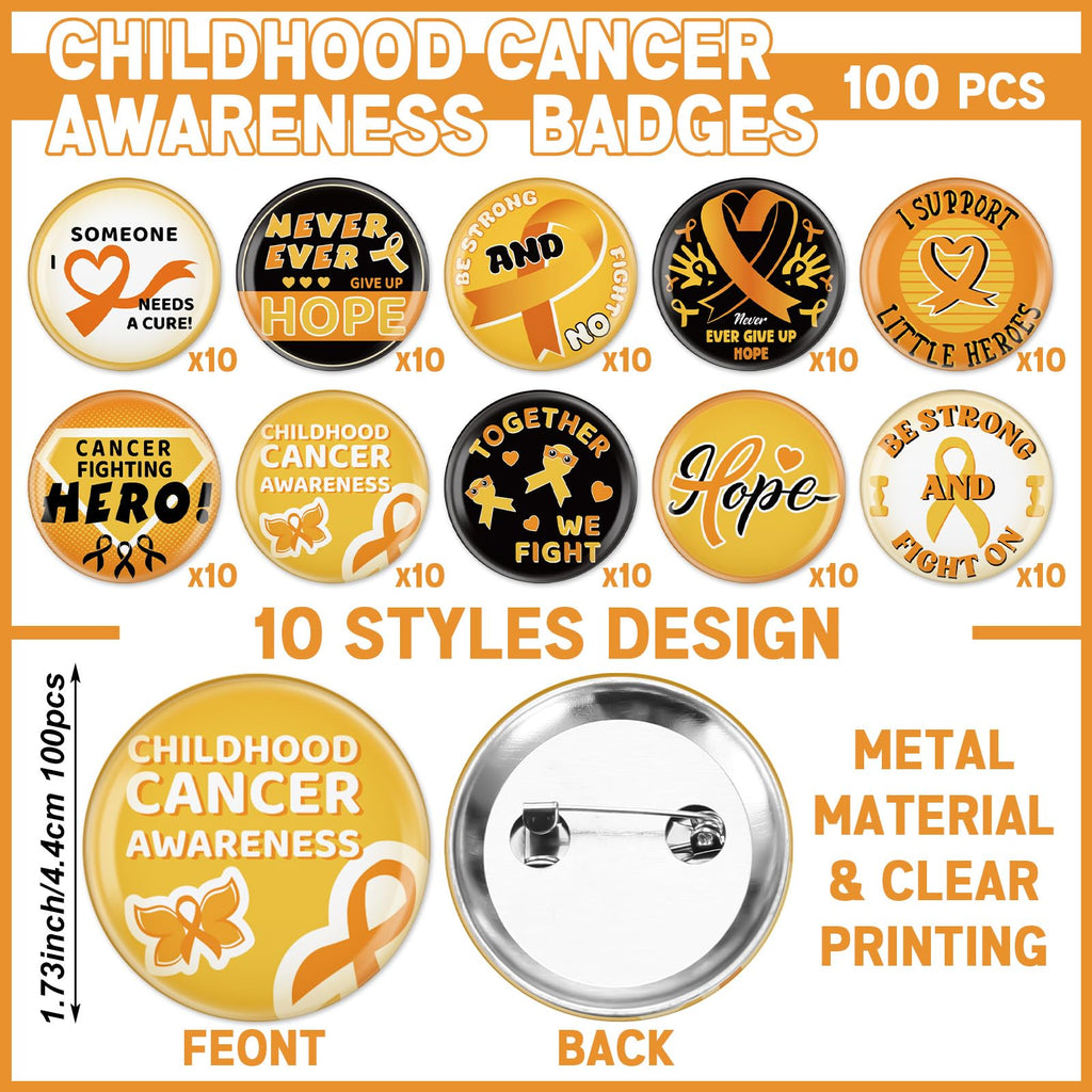 PullCrease Childhood Cancer Awareness Kit 400 Pcs Gold Ribbon Pens Bracelets