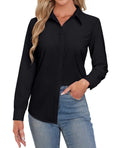 Gleeivy Womens Button Down Dress Shirt Long Sleeve Fitted Black Size XL