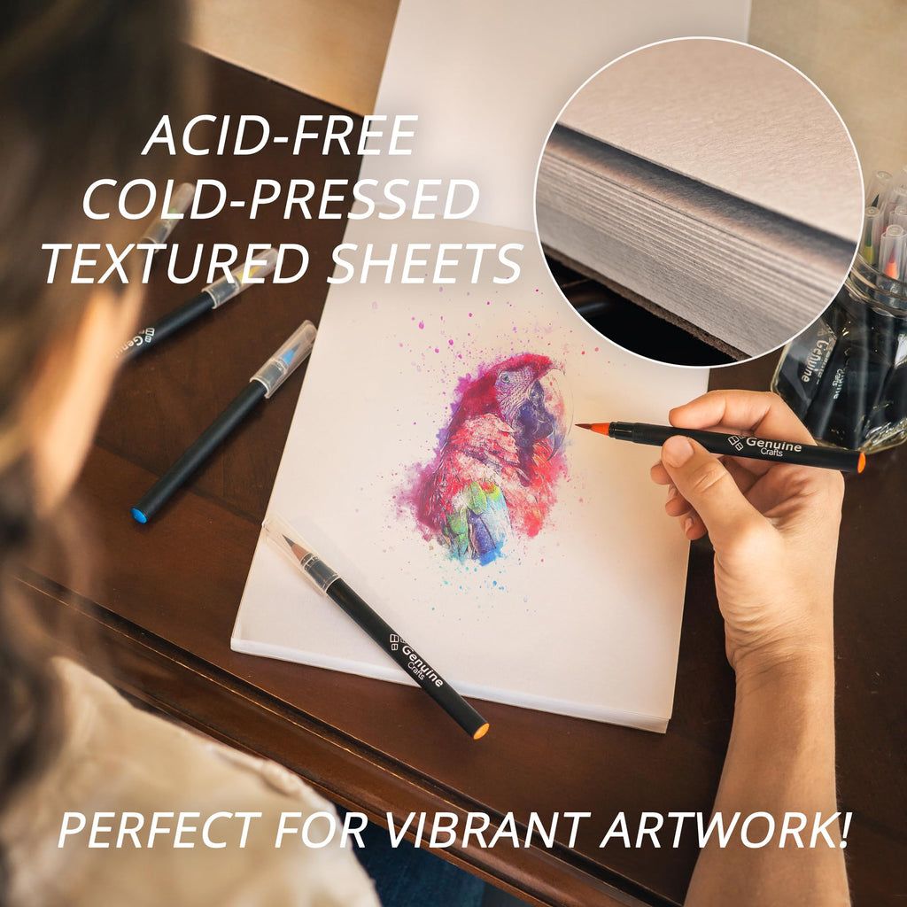 GenCrafts Watercolor Paper Pad A4 60 Sheets 140lb Cold Press Art Sketchbook