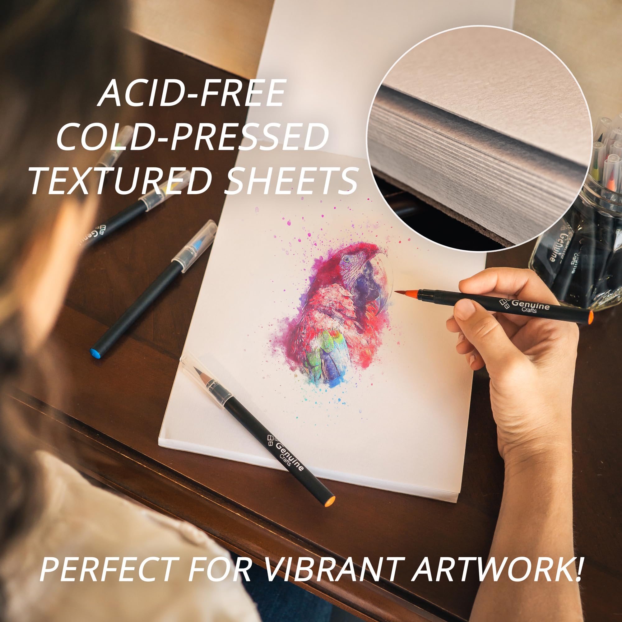 GenCrafts Watercolor Paper Pad A4 60 Sheets 140lb Cold Press Art Sketchbook