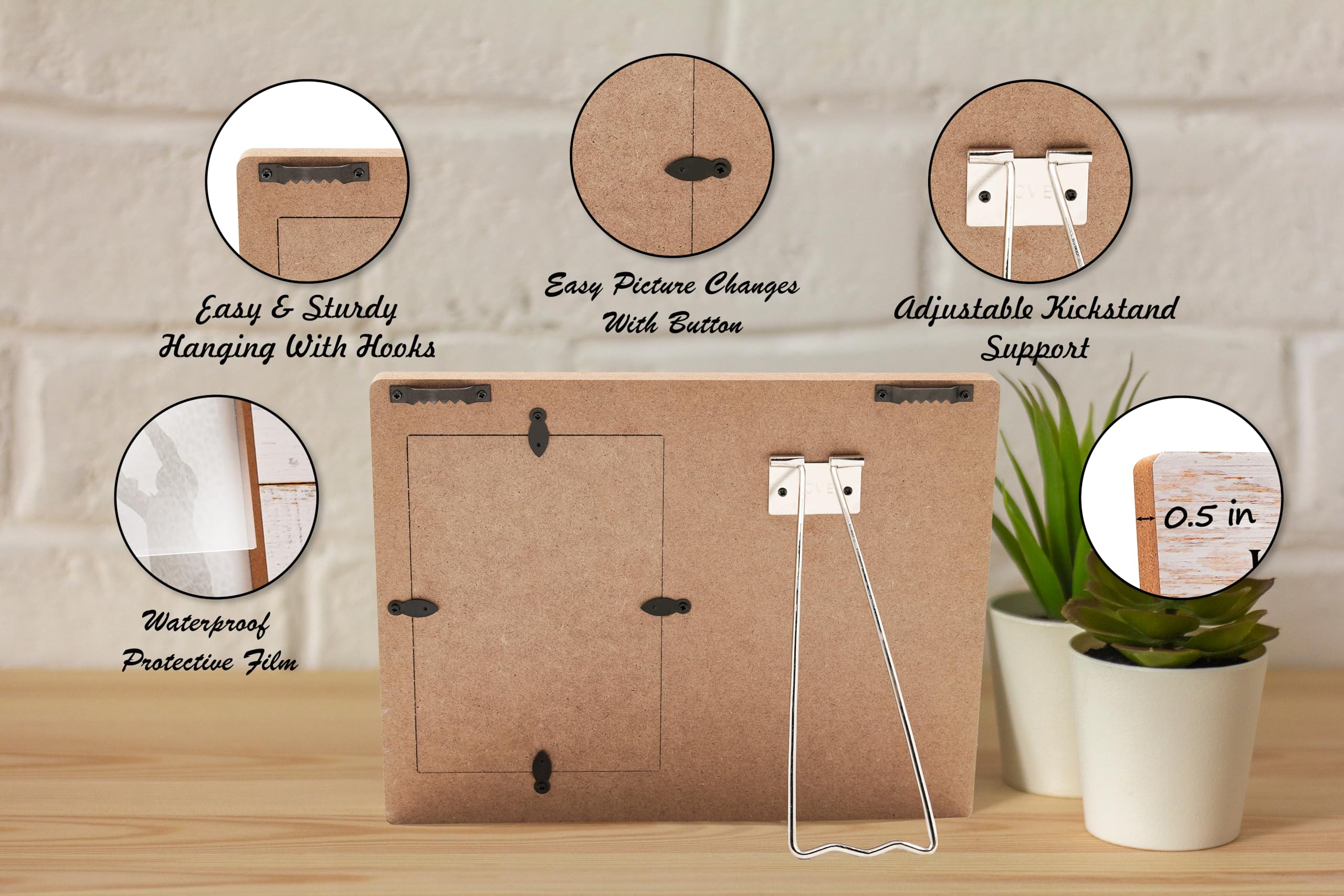 Qiwog Pet Memorial Photo Frame Waiting At The Door Wooden Tabletop 7x2