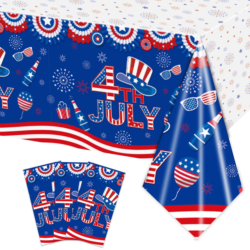 Rejoice Bunny 3-Pack 4th of July Disposable Tablecloths 54x108 Inches Plastic