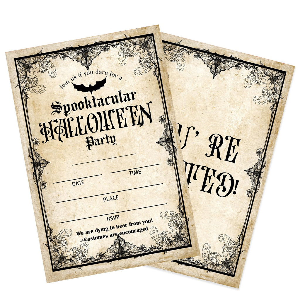 Bltgh Vintage Halloween Party Invitations 20pcs 4x6in Orange Black Envelopes
