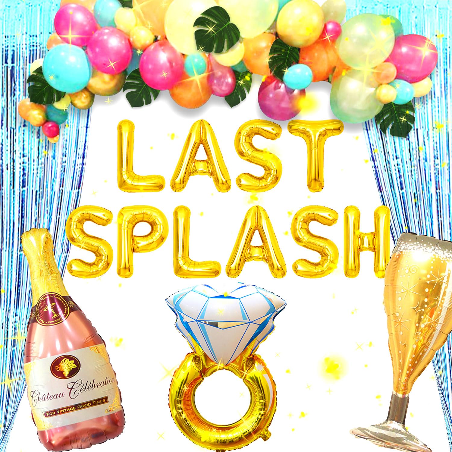 LaVenty Luxury Last Splash Bachelorette Party Decorations Gold Plastic