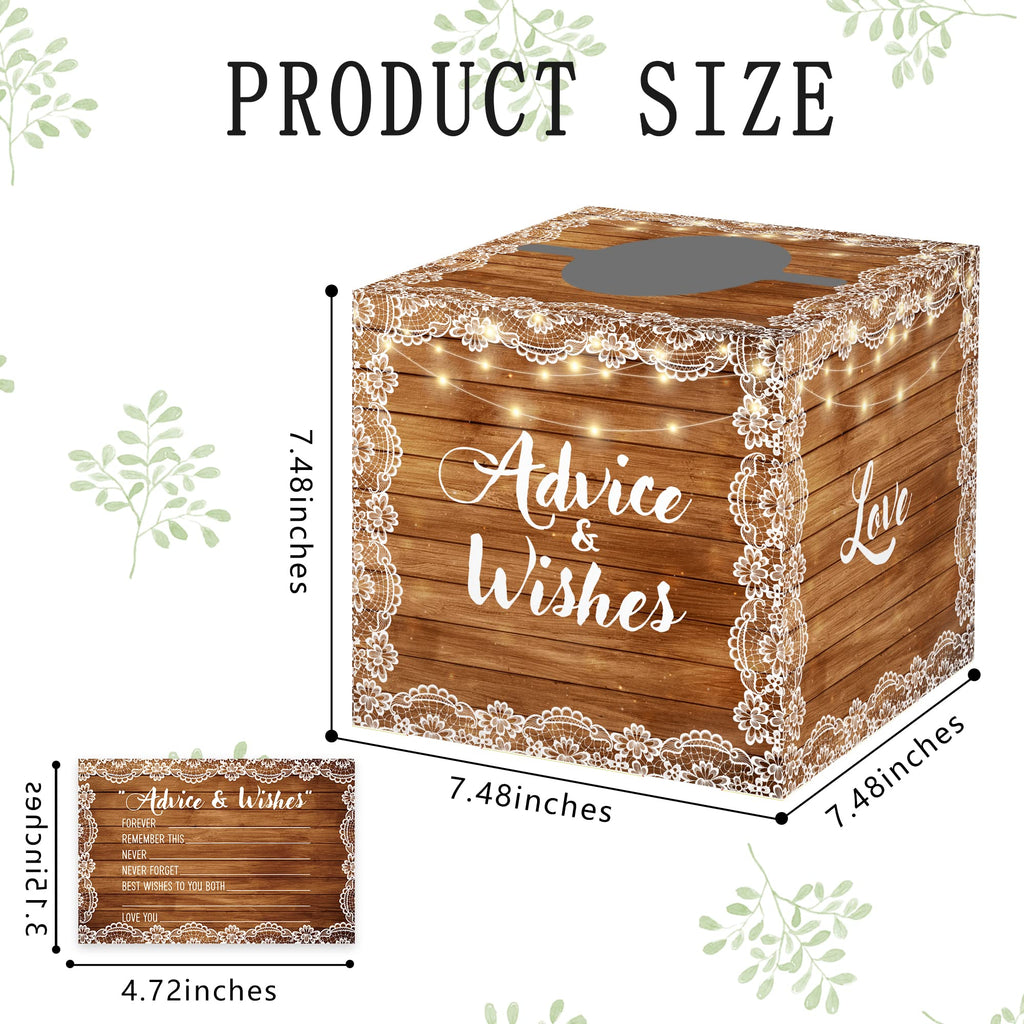 Azbuk Advice and Wishes Bridal Shower Box with 50 Cards Lace Color 001