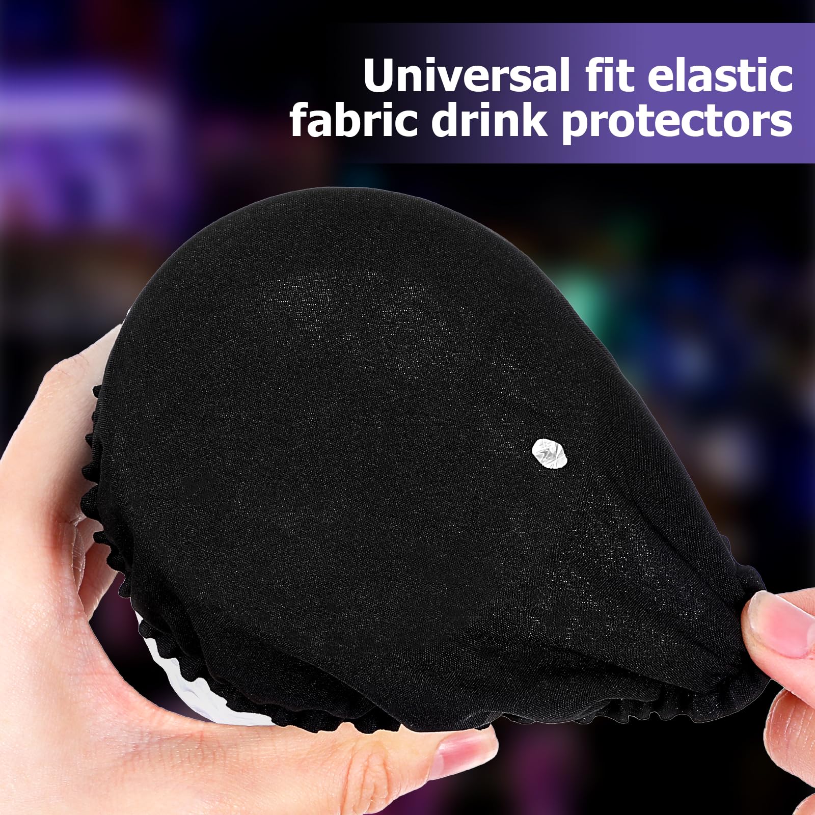 HJZHII 12PCS Reusable Drink Cover Scrunchie with Straw Hole Black Pink Blue