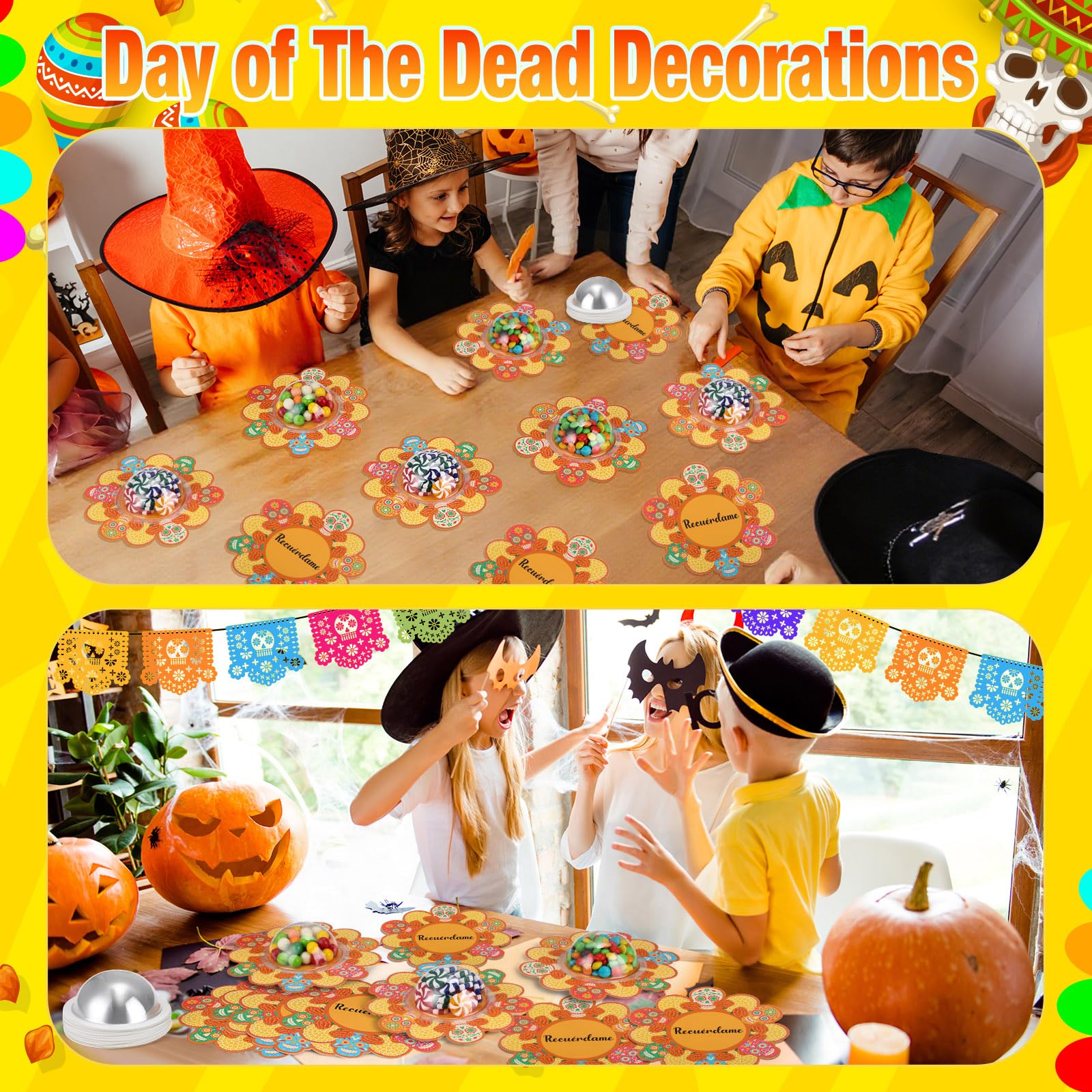 Yexiya 24 Día de los Muertos Candy Boxes Skull Marigold Party Favor Decor