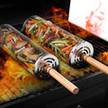 2 PCS Rolling Grill Baskets Stainless Steel BBQ Vegetable Fish Meat Grilling Set