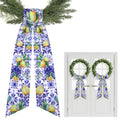 PartyforU Lemon Wreath Sash 60in Yellow-Blue 2 Pc Summer Door Decor
