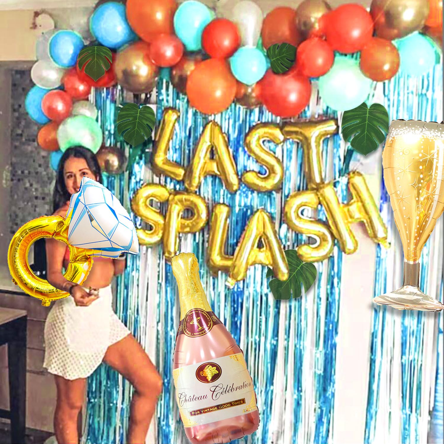 LaVenty Luxury Last Splash Bachelorette Party Decorations Gold Plastic