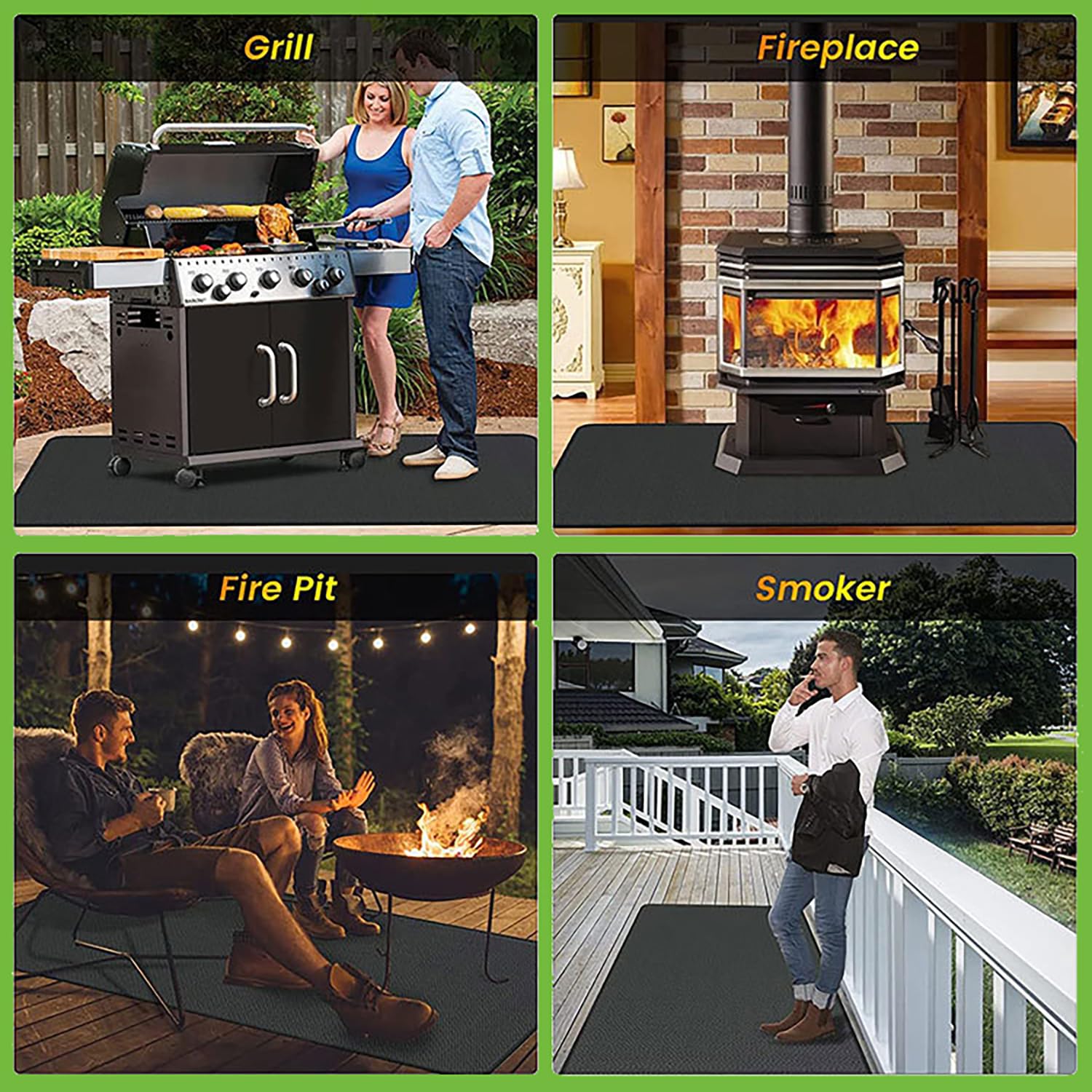 RWSEFK Grill Mats Double-Sided Fireproof BBQ Protector 60x40 inches