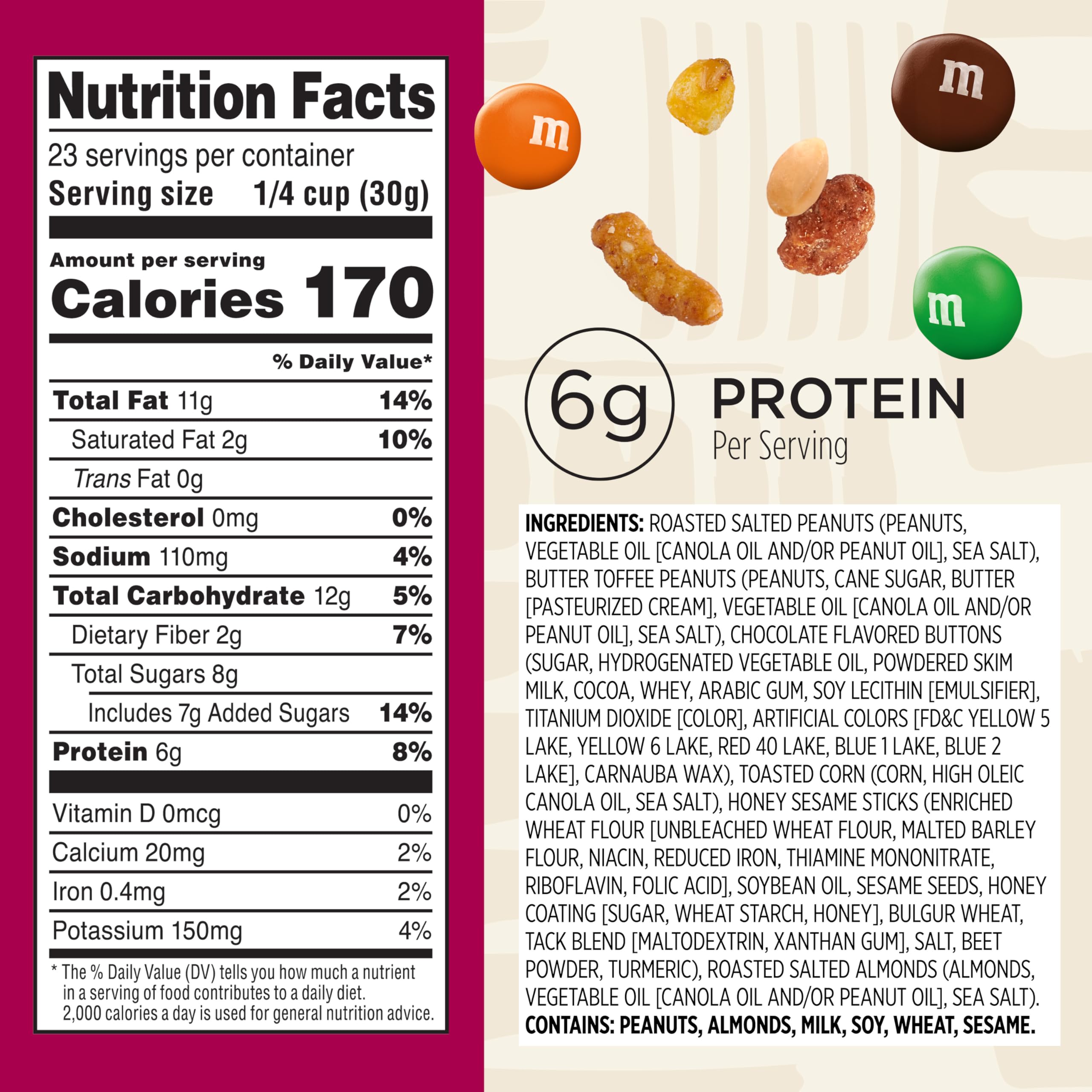 BestBy07/26 Snak Club Sweet Salty Trail Mix Peanuts M&M's Almonds 24oz