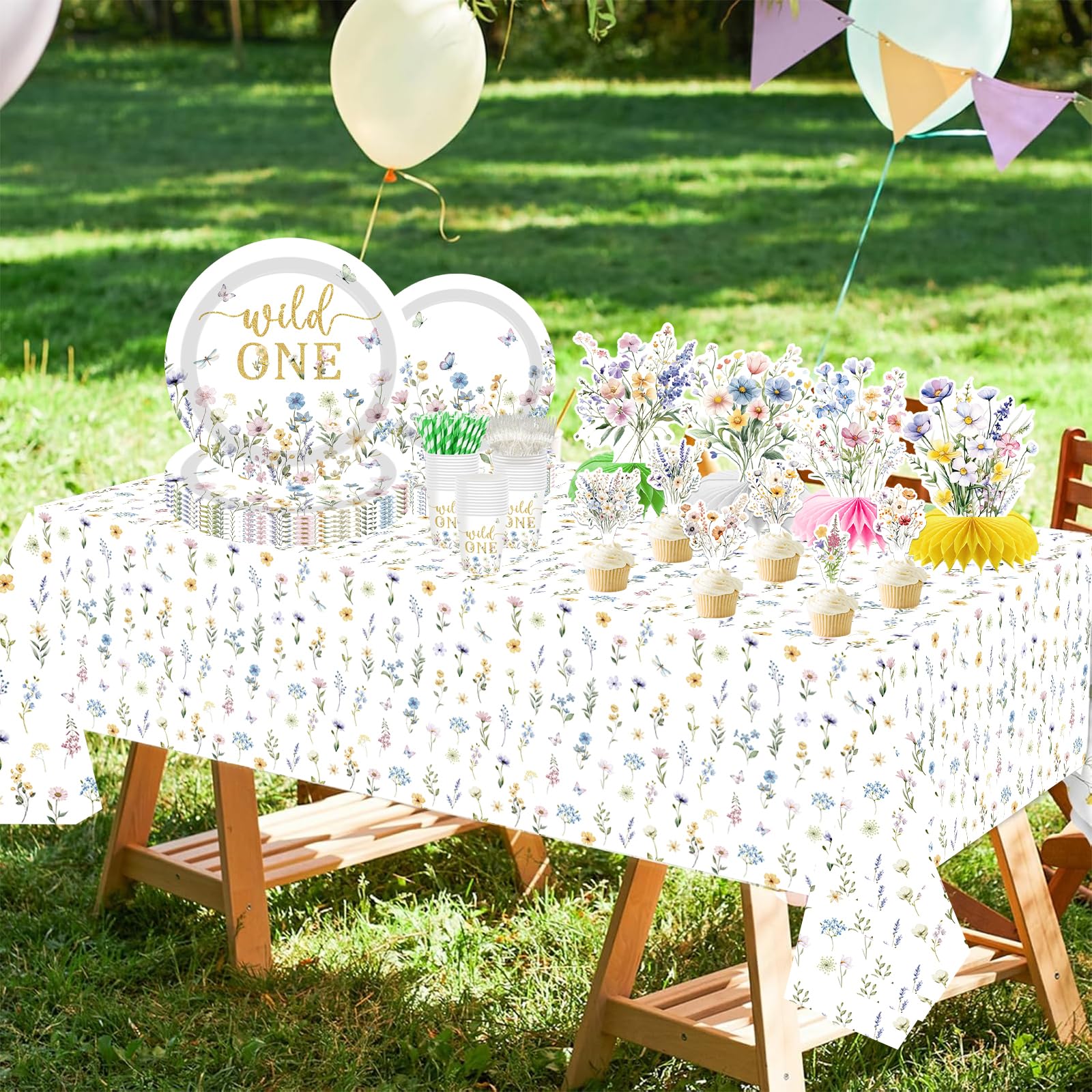 JOYHAPISTAR Wildflower Birthday Party Decorations Set for Girl, Serve 20 Floral