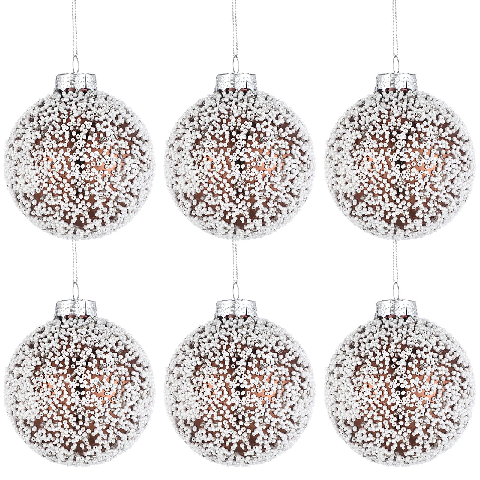 Soulchen 6 Pcs Vintage Metallic Glass Christmas Tree Ornaments 3.15in Brown
