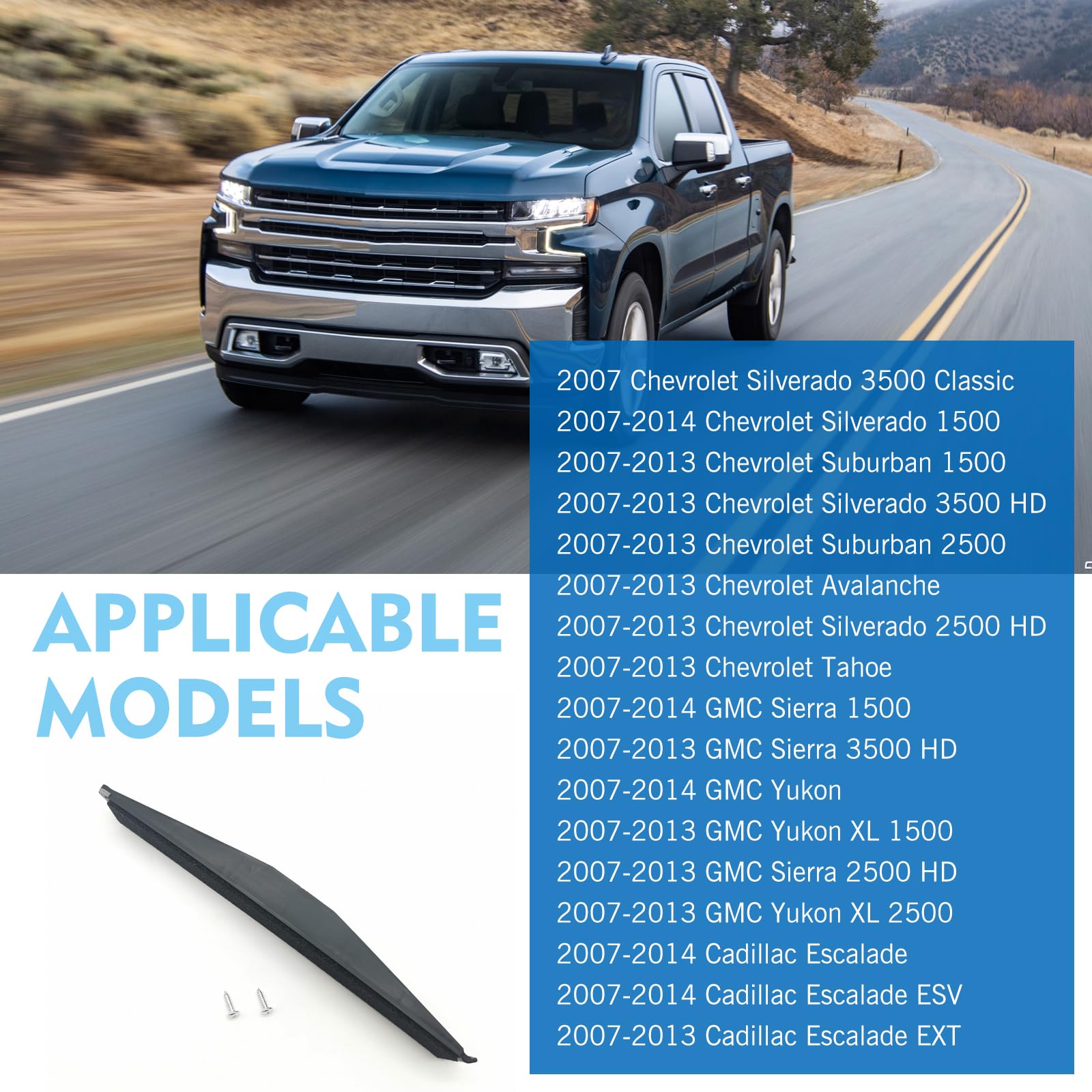 Downhill Cabin Air Filter Cover Plate w/ 2 Screws for Chevy Silverado 3500 Black