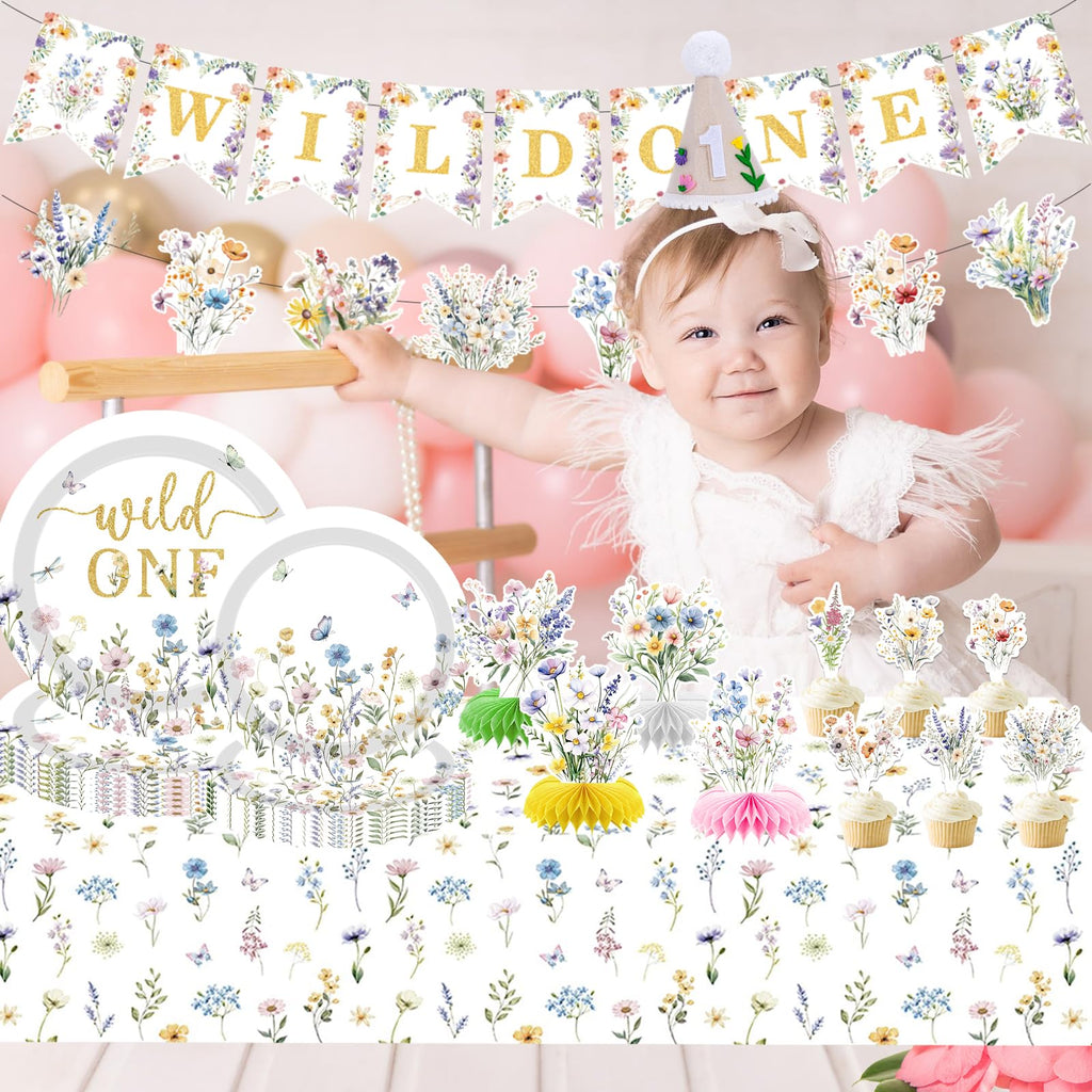 JOYHAPISTAR Wildflower Birthday Party Decorations Set for Girl, Serve 20 Floral