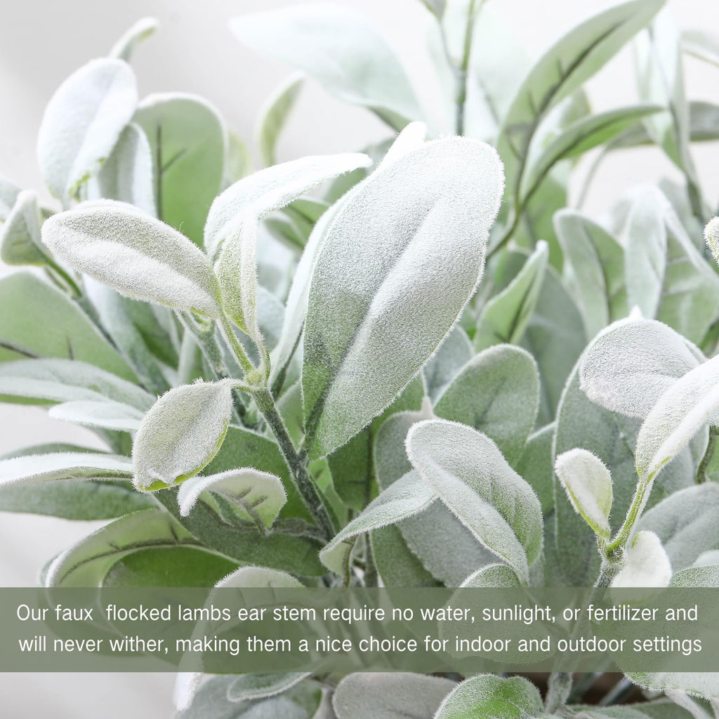 Giegxin 30 Pcs Artificial Flocked Lambs Ear Leaves 14.5" Gray Green