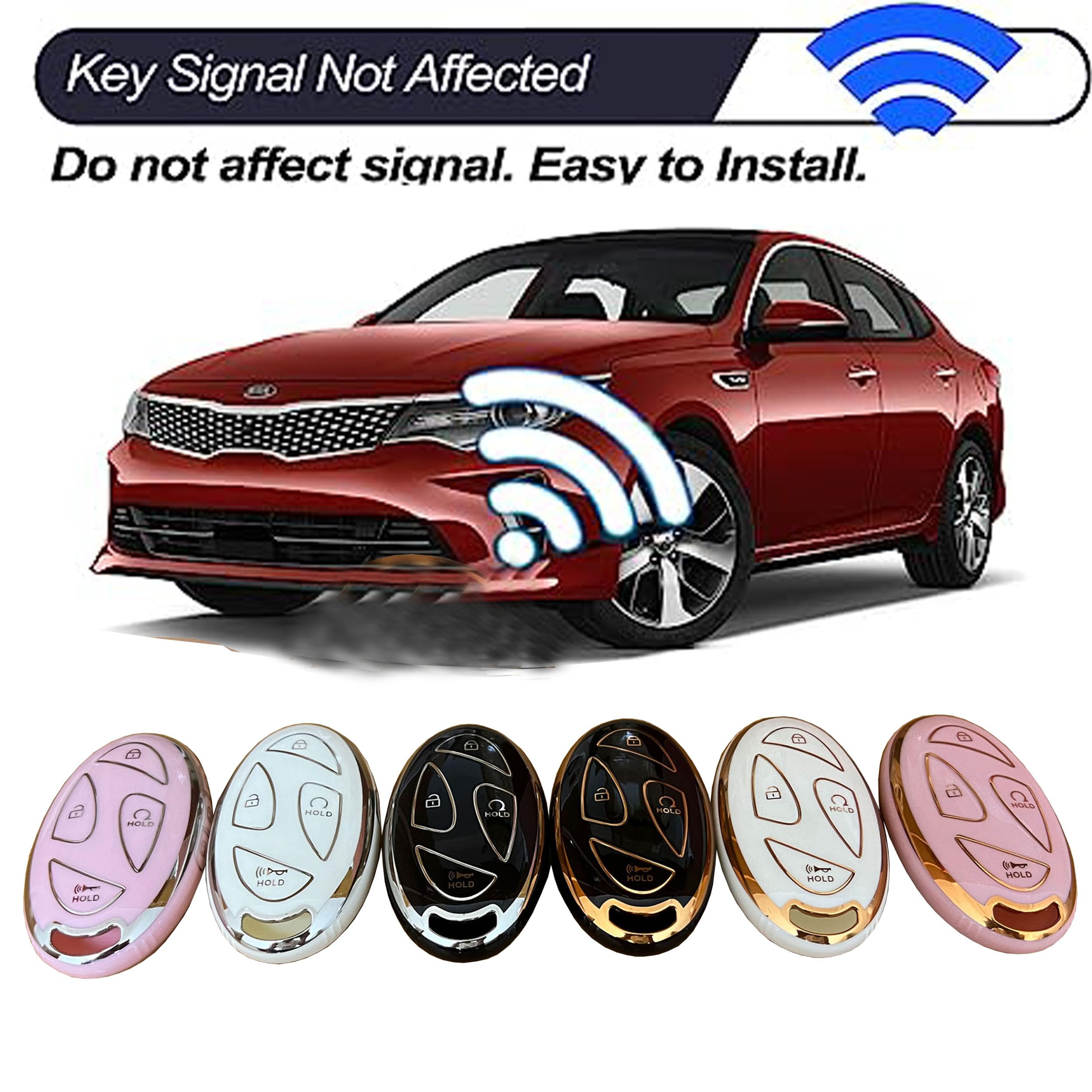 TAPAYICA Hyundai Key Fob Cover 7Buttons Black-Gold for Ioniq 6 Grandeur GN7 KONA