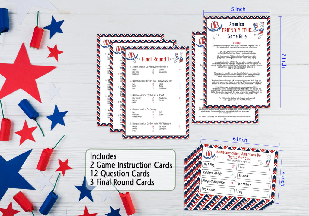 UHADRE 4th of July Family Feud Game Independence Day Trivia Party