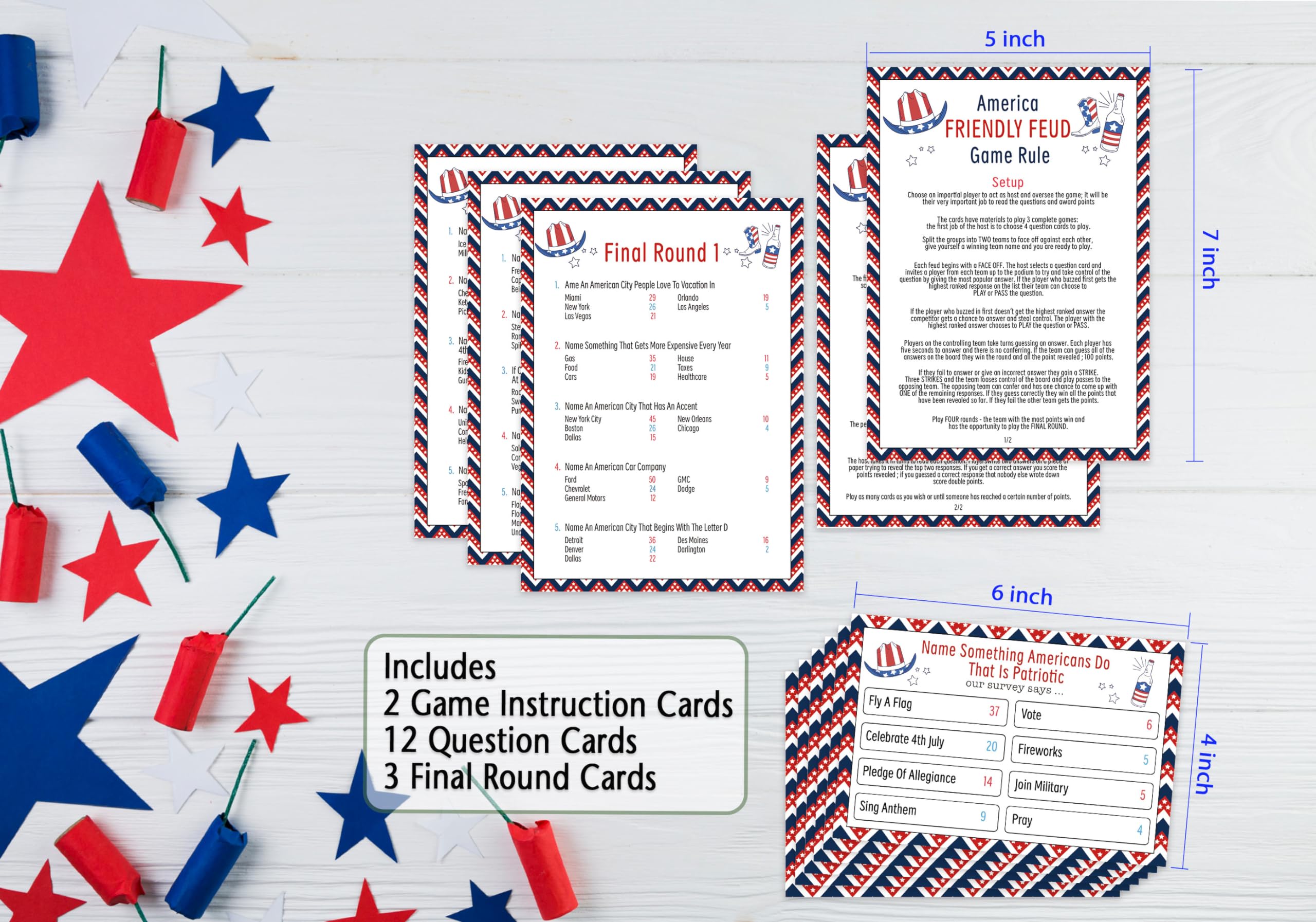 UHADRE 4th of July Family Feud Game Independence Day Trivia Party