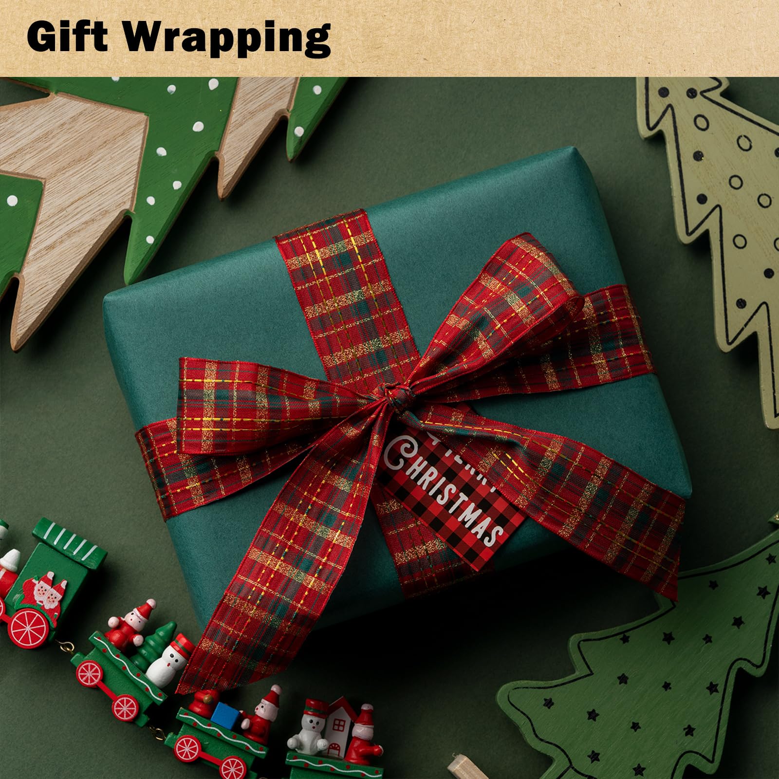 RUSPEPA Dark Green Kraft Wrapping Paper Roll 17.5x393in 80GSM Recyclable