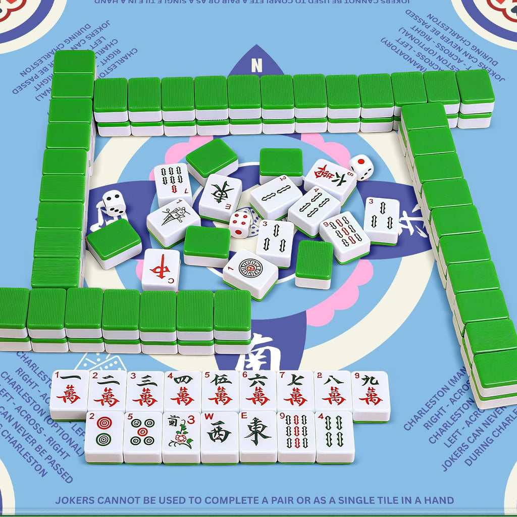 Mahjong Mat 31.5x31.5 Inch Thickened Non-Slip Rubber Base with Carrying Bag