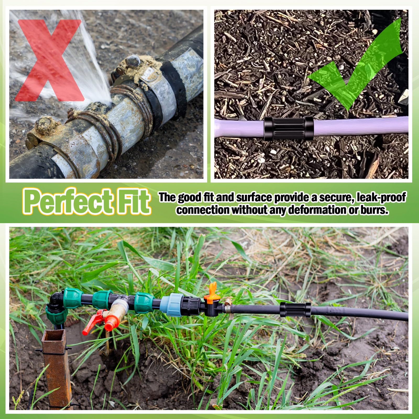 Pangda 25 Pack 1/2" PVC Compression Coupling Drip Irrigation Black