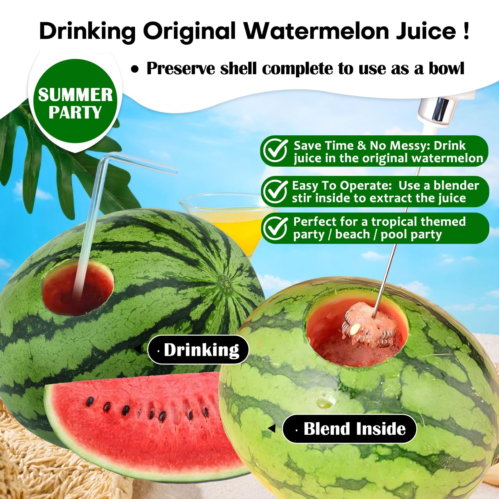 COKSDUPID Stainless Steel Watermelon Cutter Round Slice Juicer Silver