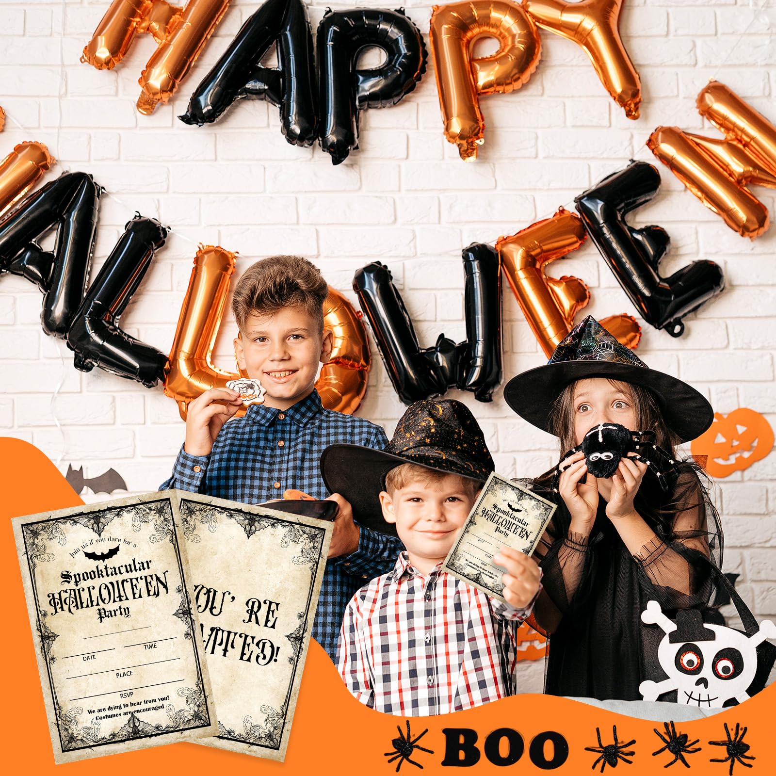 Bltgh Vintage Halloween Party Invitations 20pcs 4x6in Orange Black Envelopes