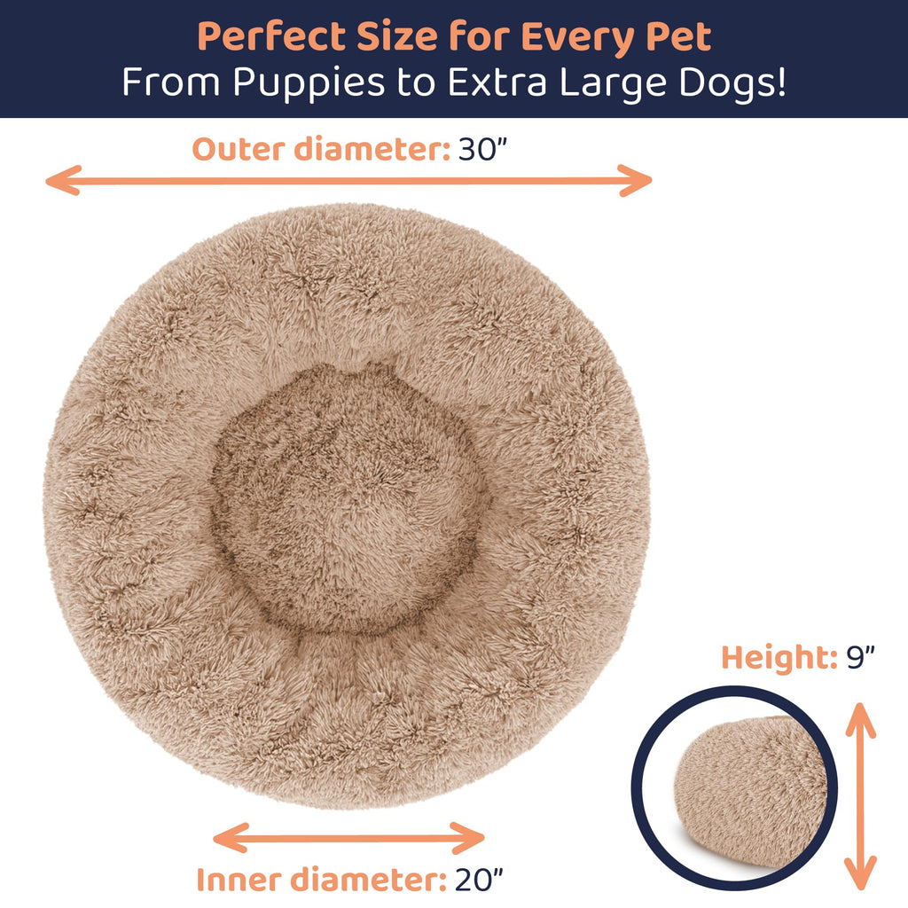 Petloox Donut Dog Bed Premium Comfort Anxiety Relief Size M Camel