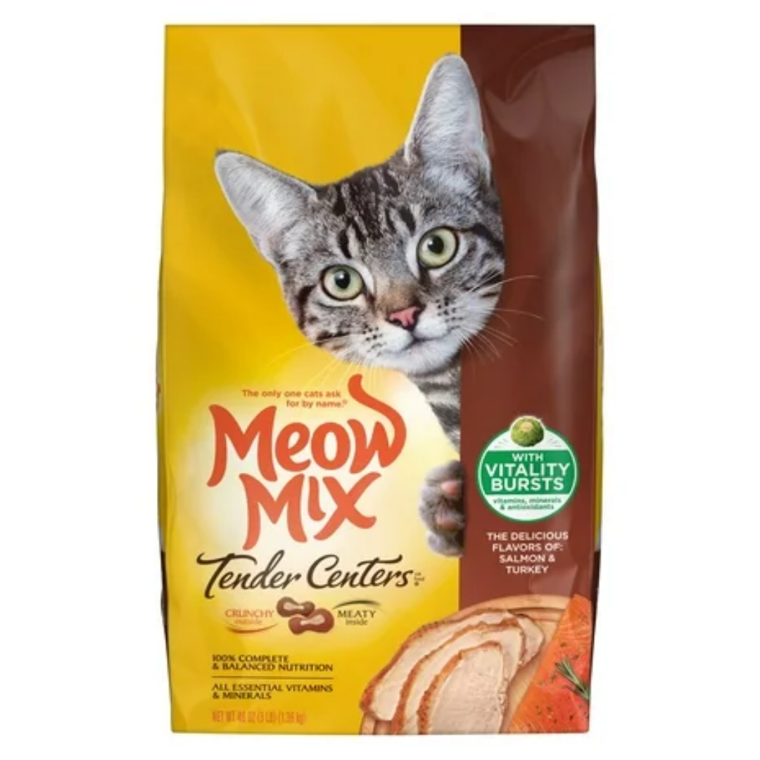 Meow Mix Tender Centers Dry Cat Food Salmon & White Meat Chicken (3 lbs)