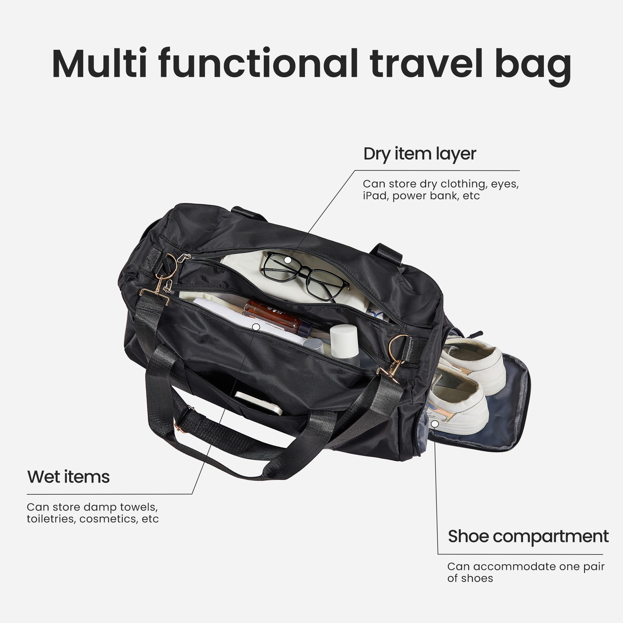 Luggage Set 4 pcs (20"/24"/29"/Travel Bag), PC+ABS Durable Lightweight Luggage with Collapsible Cup Holder TSA Lock, Yellow