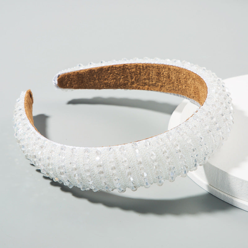 Hair Hoop Hand Woven Beaded Head Hoop Female Baroque Sponge Hair Bundle Korean Style Of The Net Red Face Wash Hair Accessories