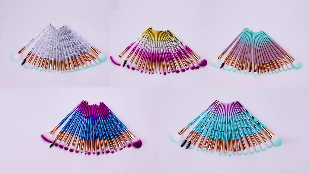 20 sets of diamond transparent handle eye shadow makeup brush multifunctional eye makeup tool