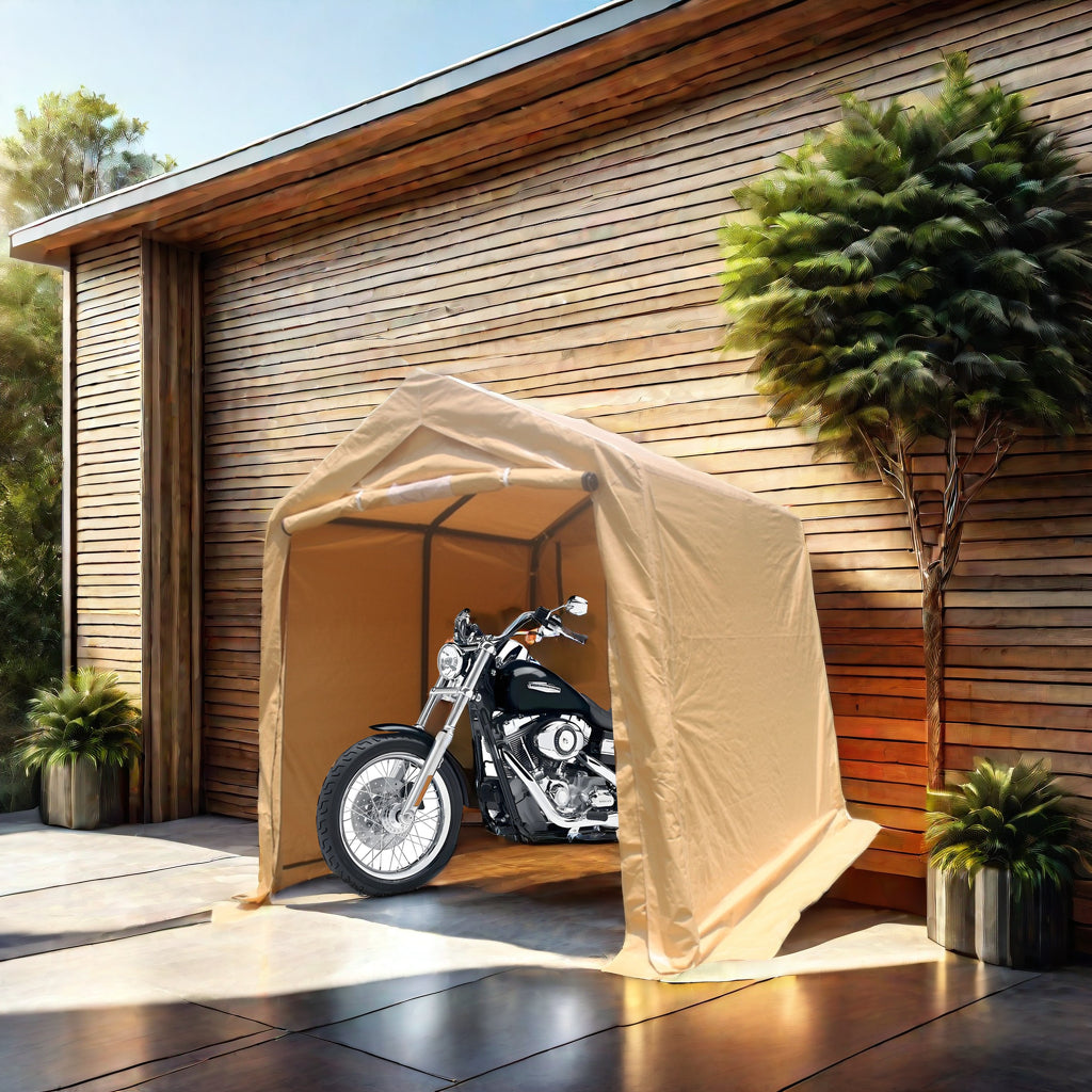 7x8 ft Outdoor Portable Gazebo Storage Shelter Shed with 2 Roll up Zipper Doors & Vents Carport