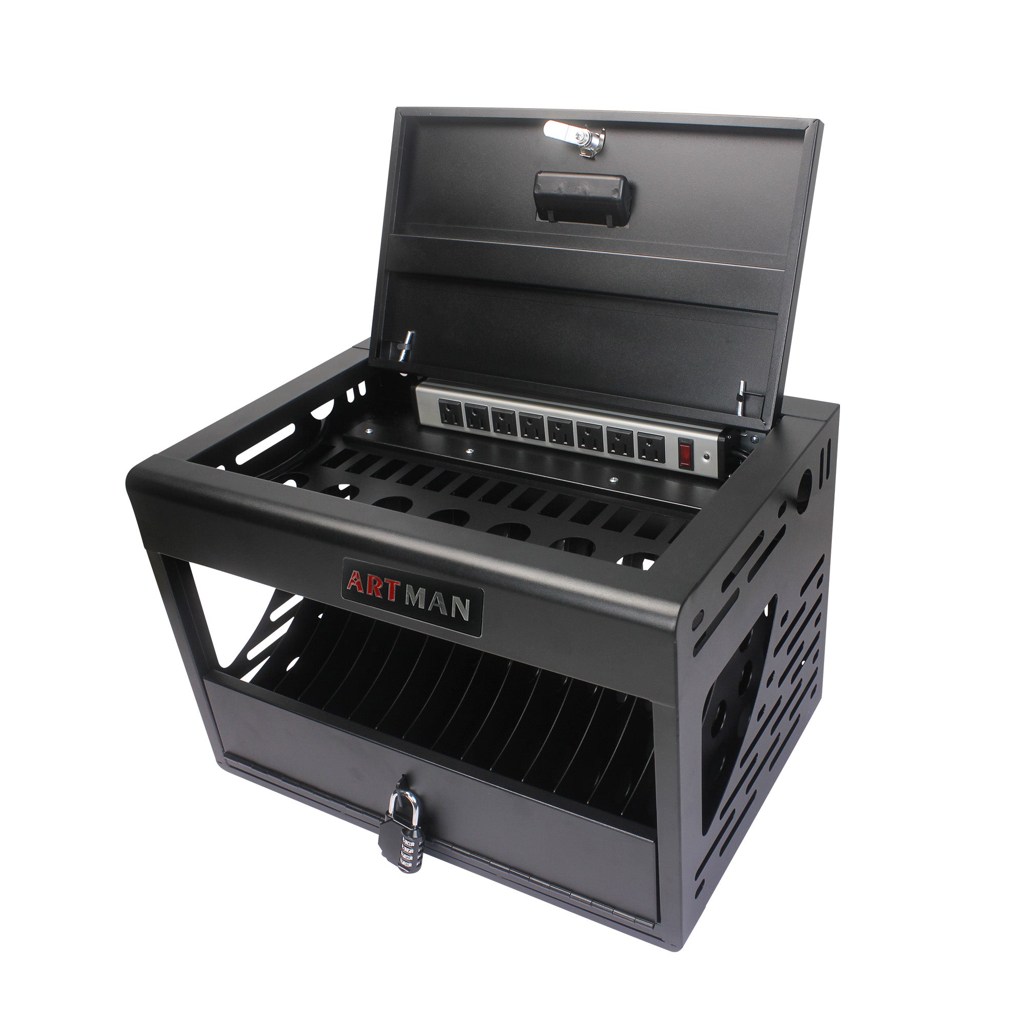 16 Bay Charging Cabinet for Laptop Chromebook Locking Charging Station-BLACK