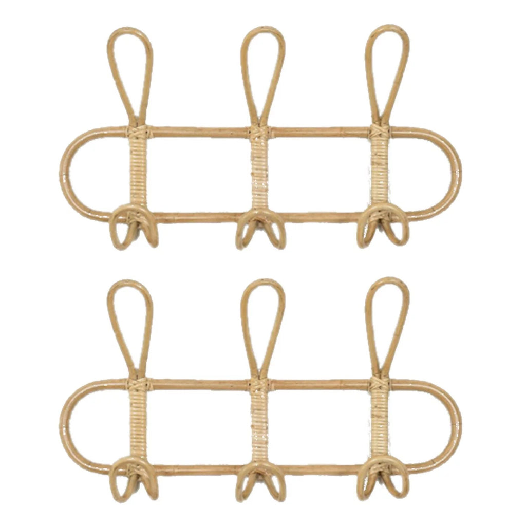 Kids Room Decor Hanger Rattan Wall Hooks Kids Garments Organizer Rack Clothes Hat Hanging Hook Rattan Hanger