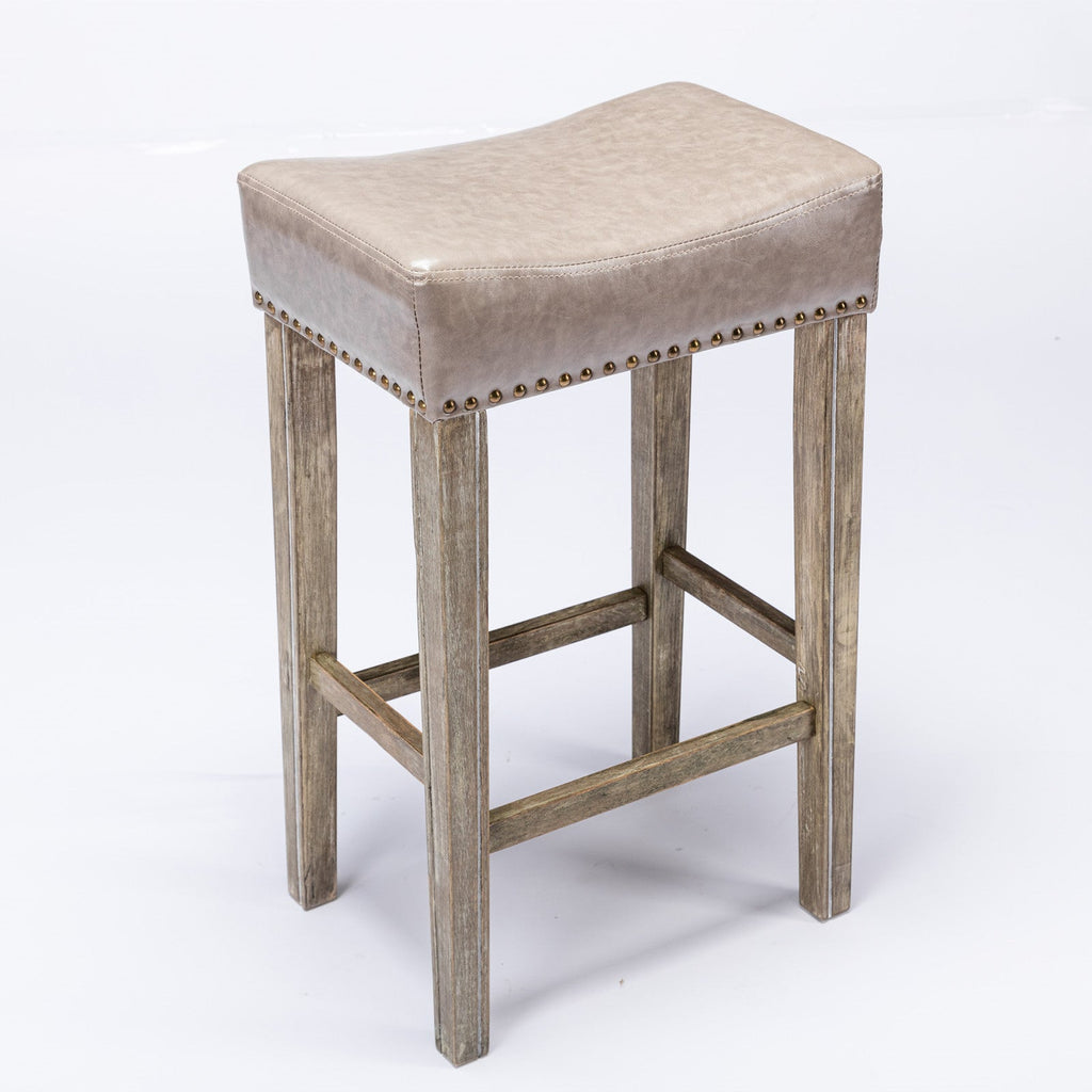 Counter Height 29" Bar Stools for Kitchen Counter Backless Faux Leather Stools Farmhouse Island Chairs (29 Inch Gray Set of 2)