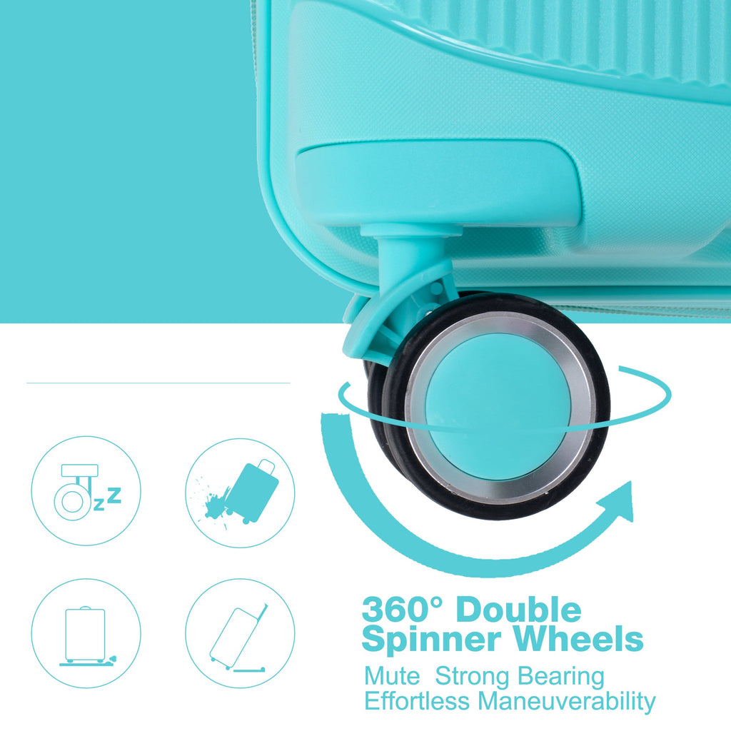 Expandable Hardshell Suitcase Double Spinner Wheels PP Luggage Sets Lightweight Durable 3-Piece Set (20/24/28) , Lake Blue