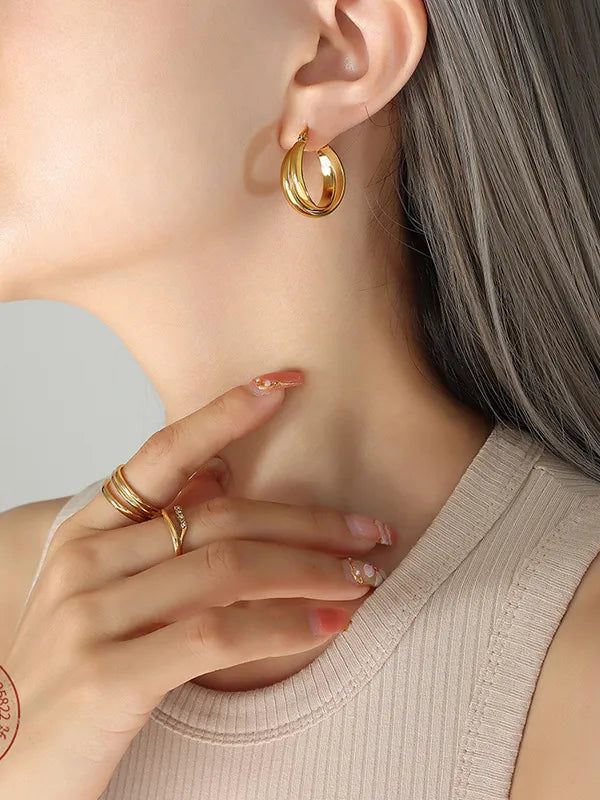 Double U-shaped earrings with titanium personalized earrings for women