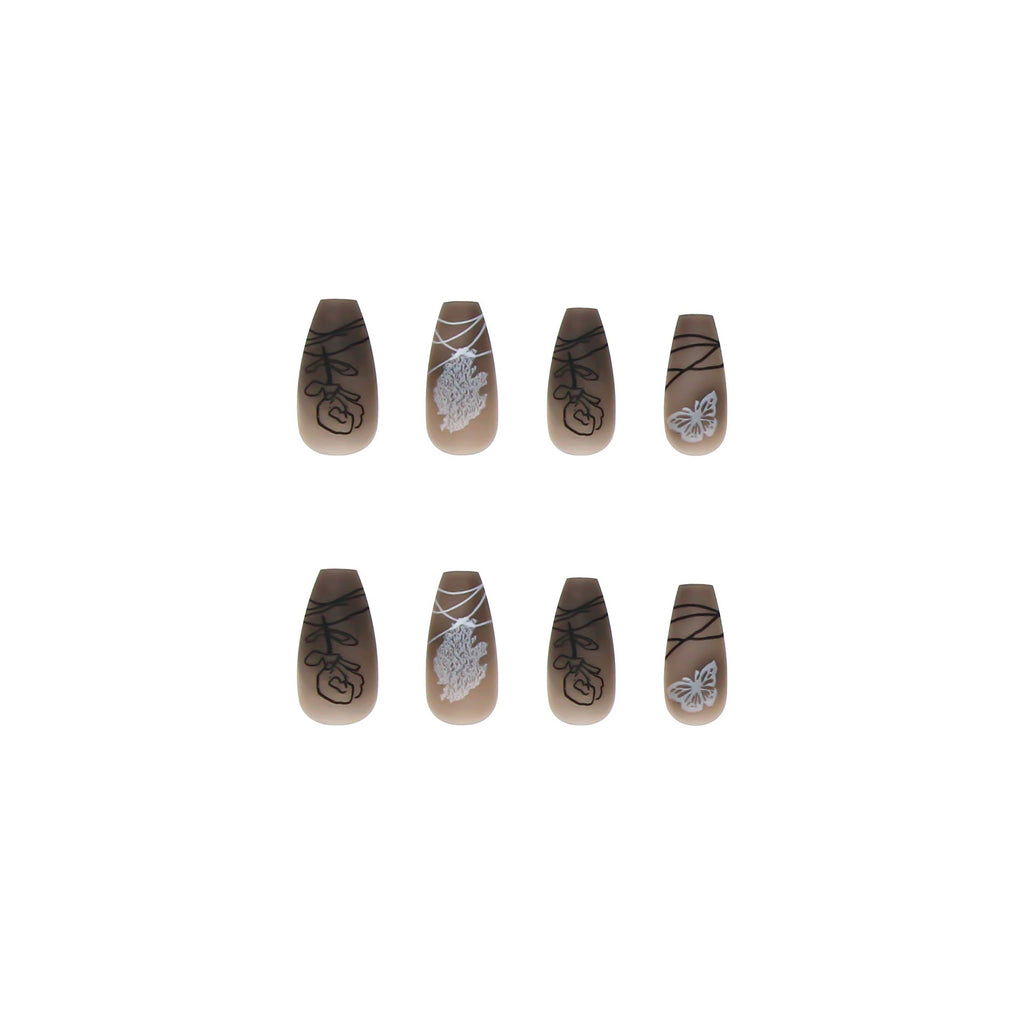 Dark Butterfly Long Ballet Nail Manicure Nail Pieces Personalized Wearing A Removable Nail