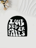 Knitted Jacquard Hat One-size Fits All Beanie Cold Weather Hat Letter Jacquard