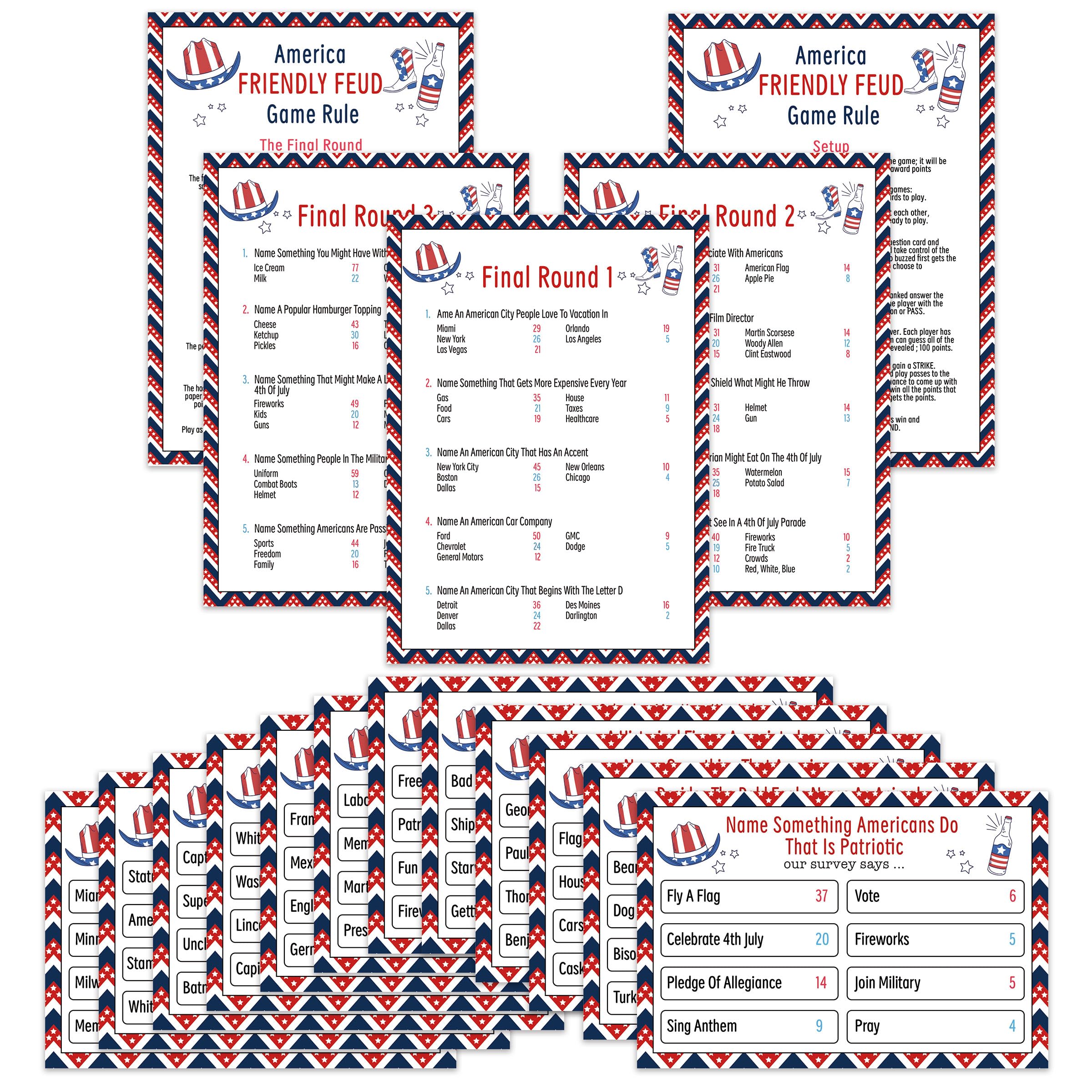 UHADRE 4th of July Family Feud Game Independence Day Trivia Party