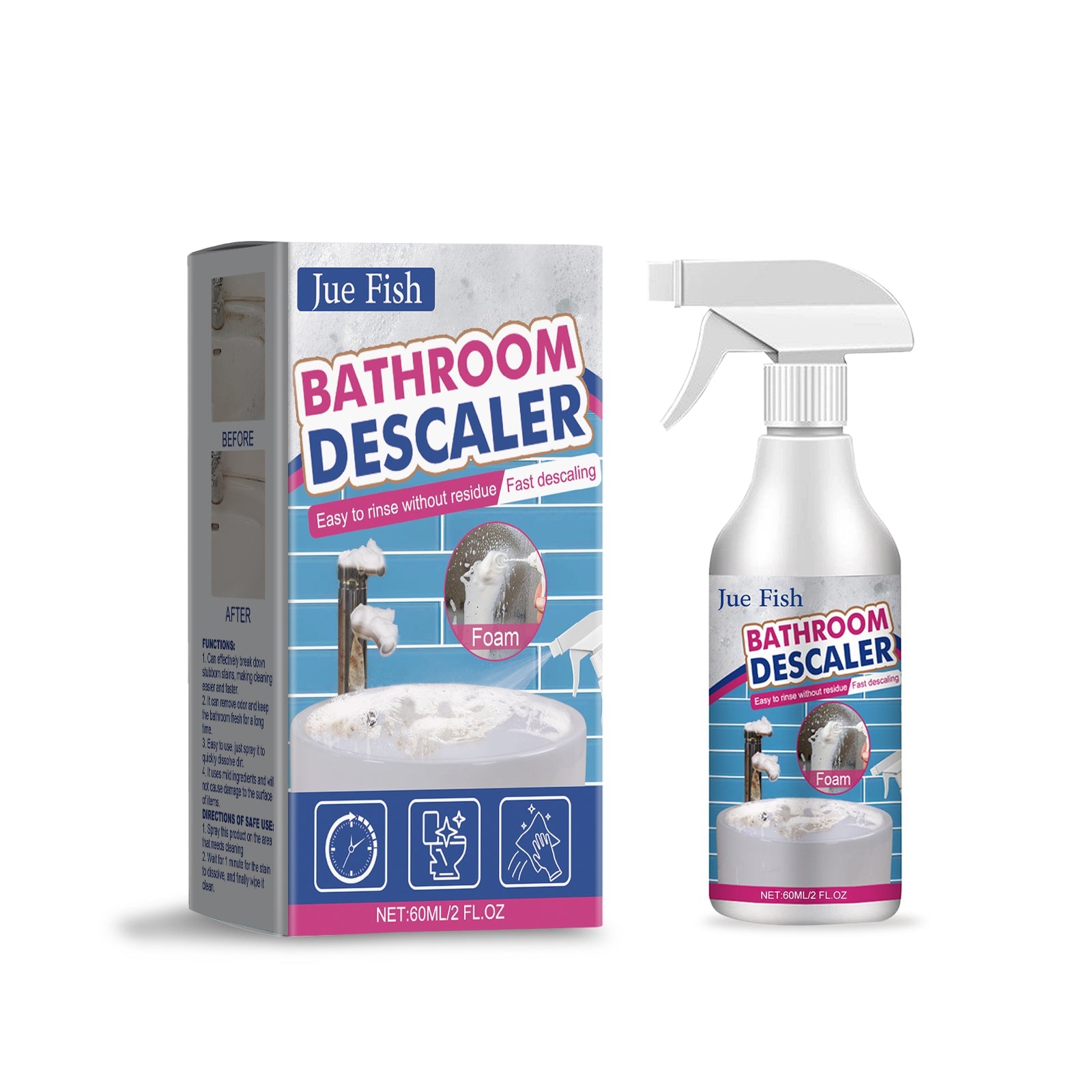 Bathroom Sink Stainless Steel Cleaner Shower Room Glass Scale Decontaminating Cleaner Bathtub